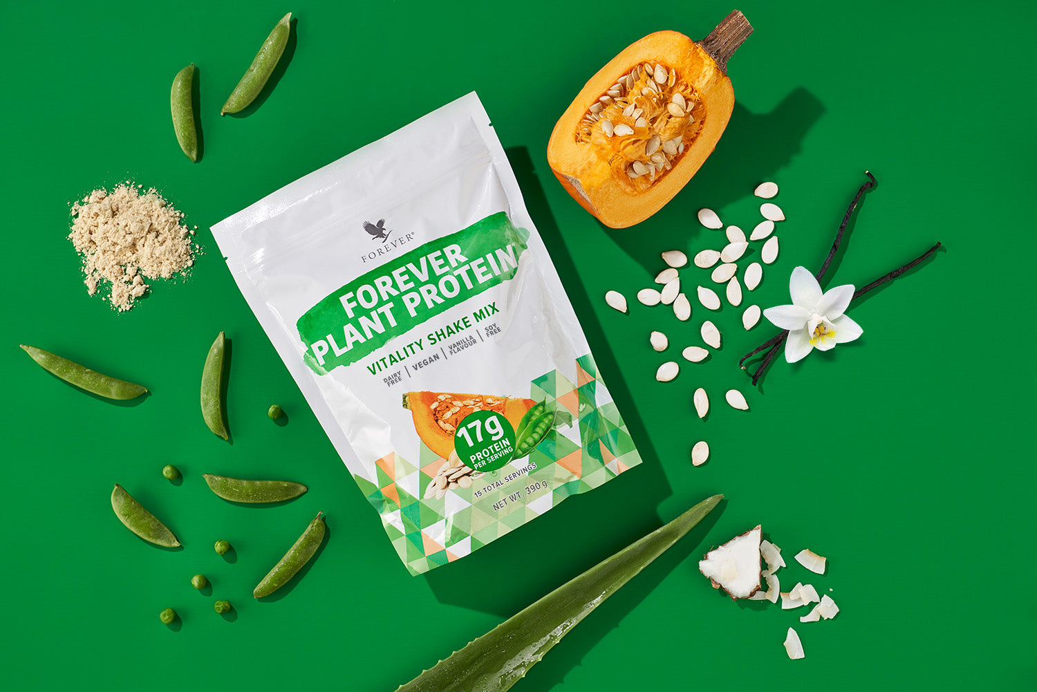 Forever Plant Protein – biljni šejk sa proteinima graška i bundeve, bez glutena, soje i mlečnih sastojaka. Vanila ukus, veganski i lako svarljiv.